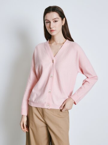 캐시미어 홀가먼트 브이넥 가디건 