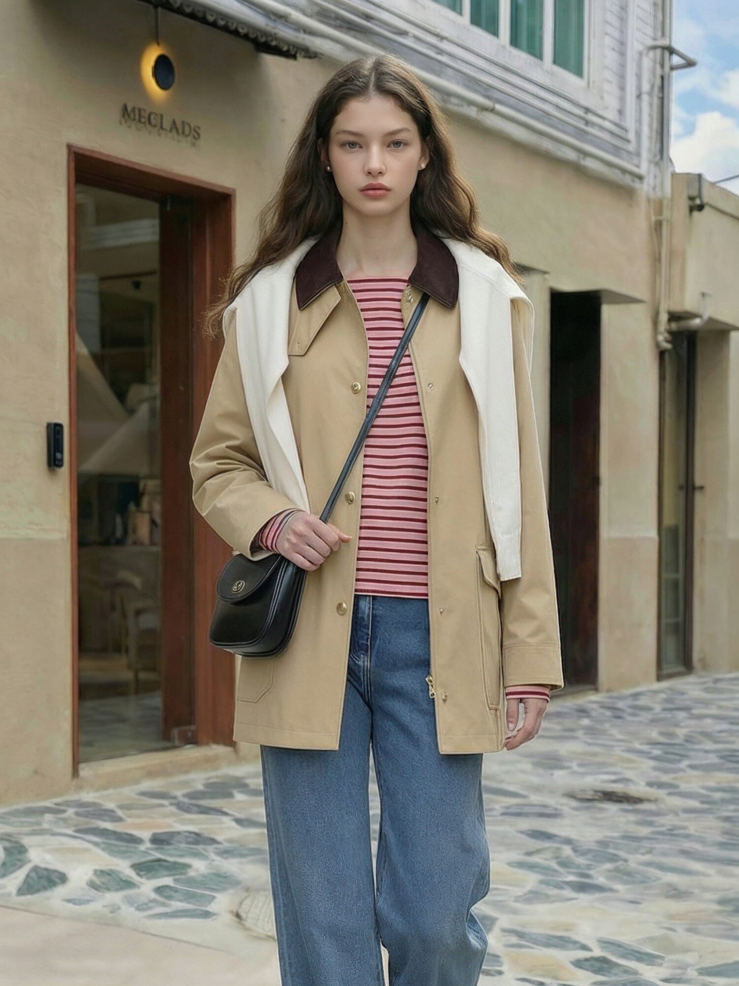 루즈핏 코듀로이 칼라 워크 재킷 (BEIGE)