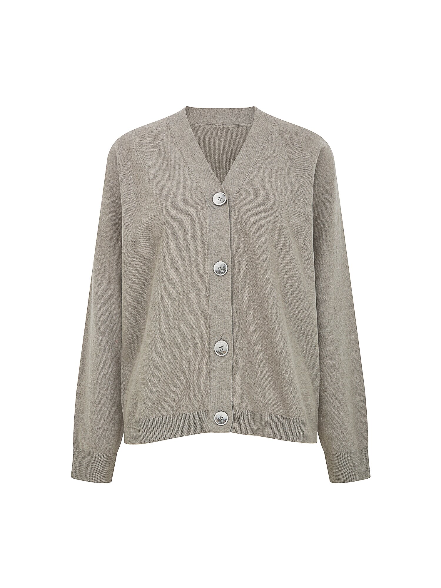캐시미어 홀가먼트 브이넥 가디건 (SEPIA GREY)