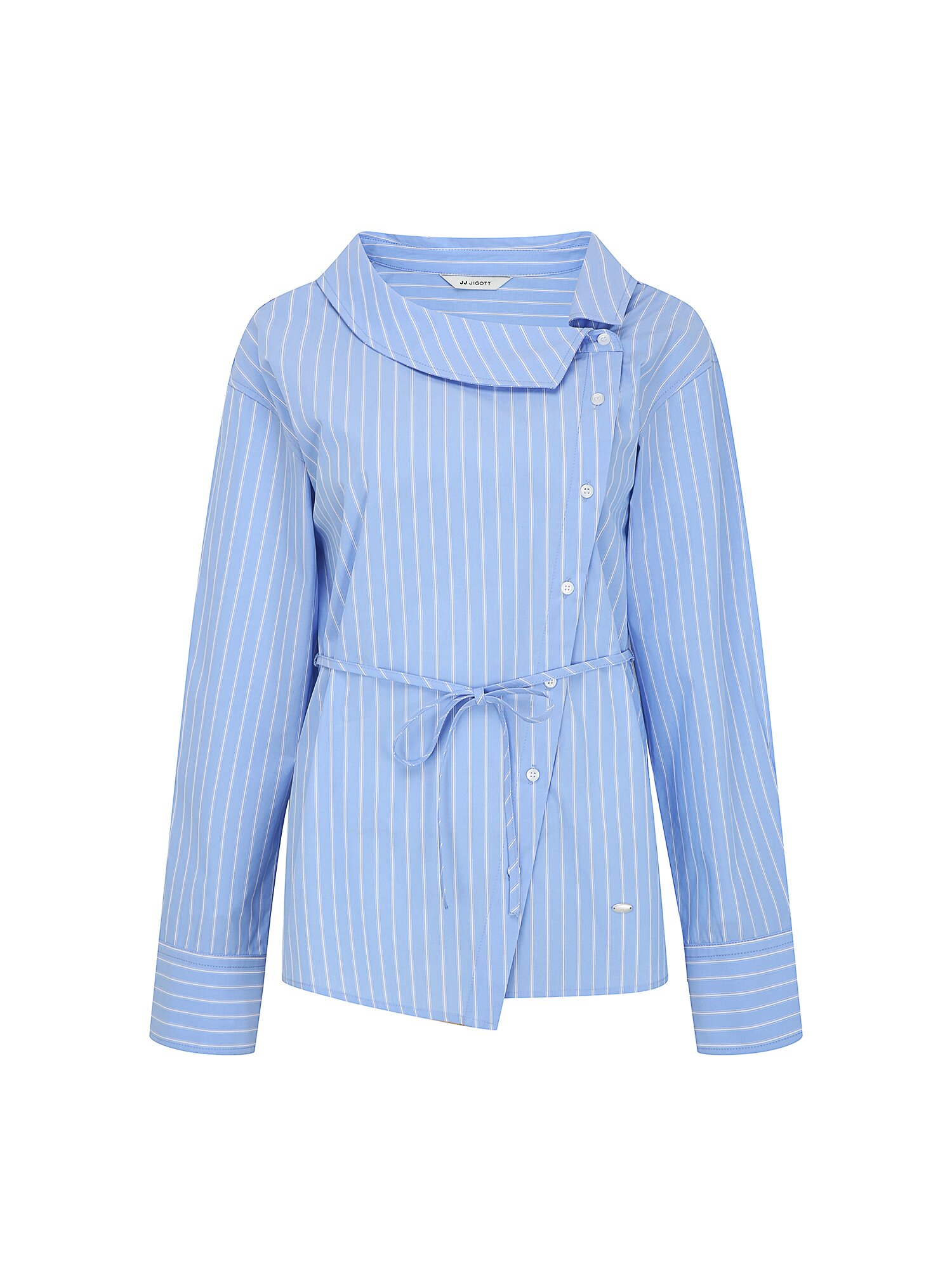 코튼 언밸런스 칼라 블라우스 (STRIPE BLUE)