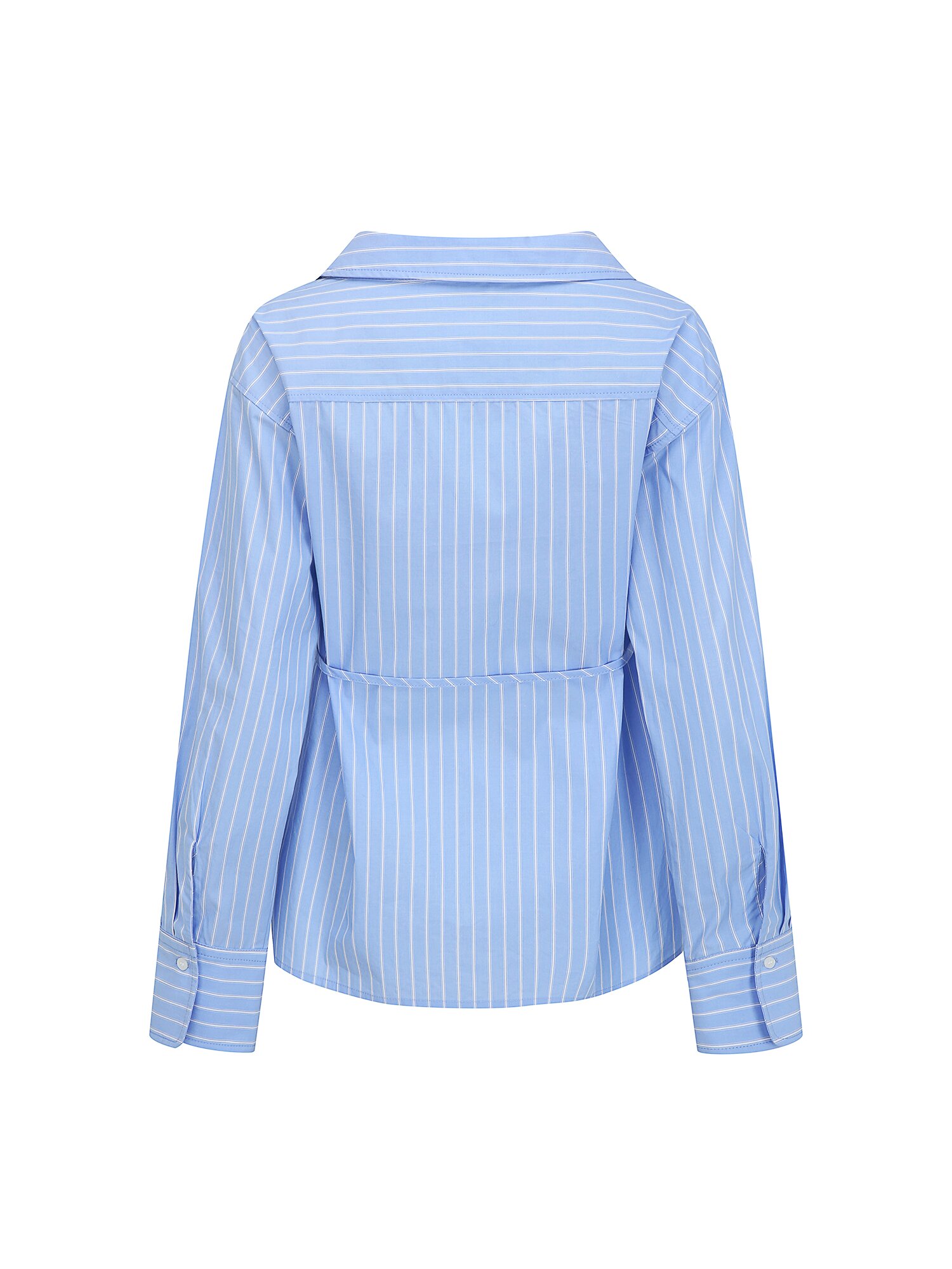 코튼 언밸런스 칼라 블라우스 (STRIPE BLUE)