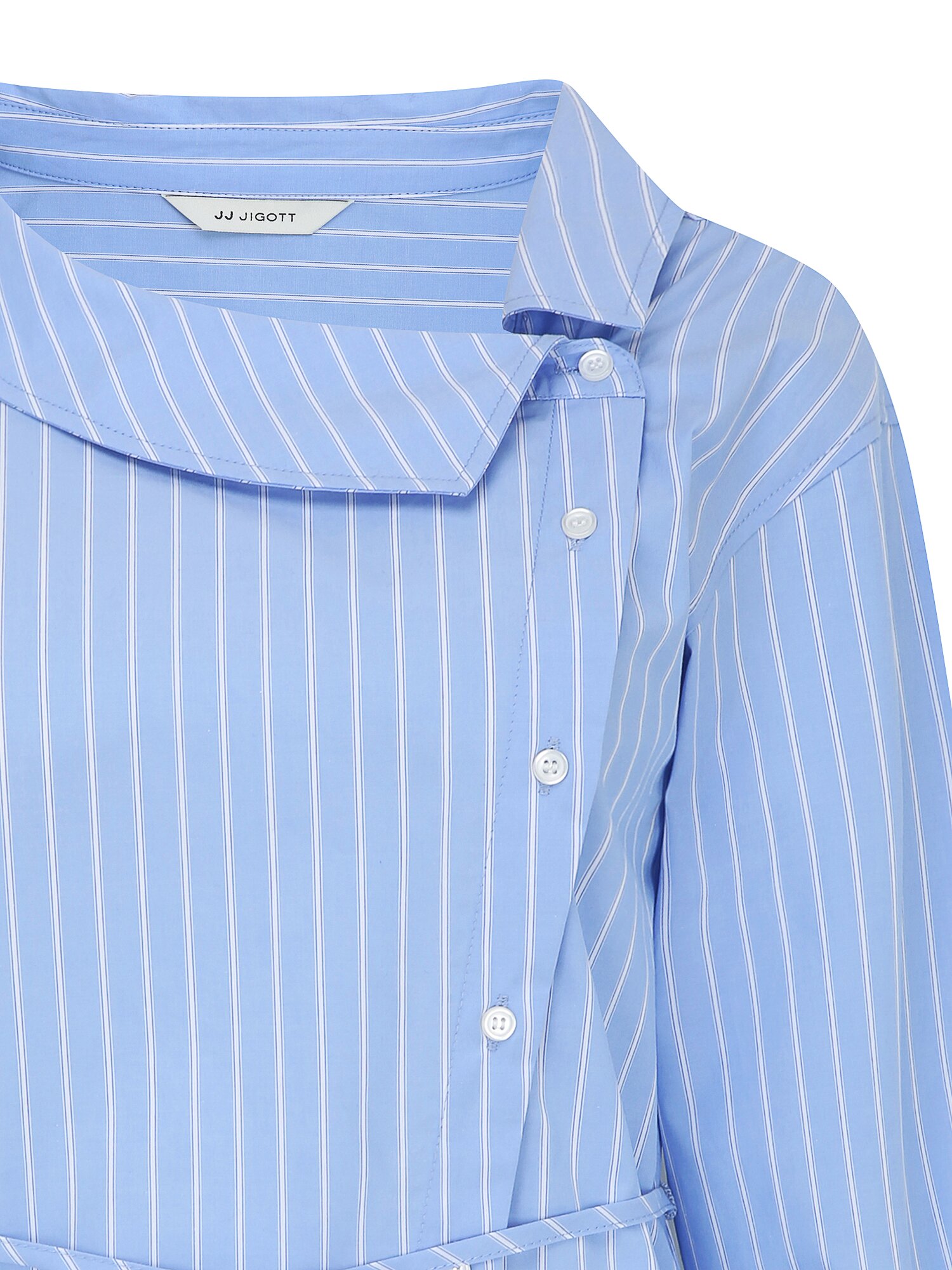 코튼 언밸런스 칼라 블라우스 (STRIPE BLUE)