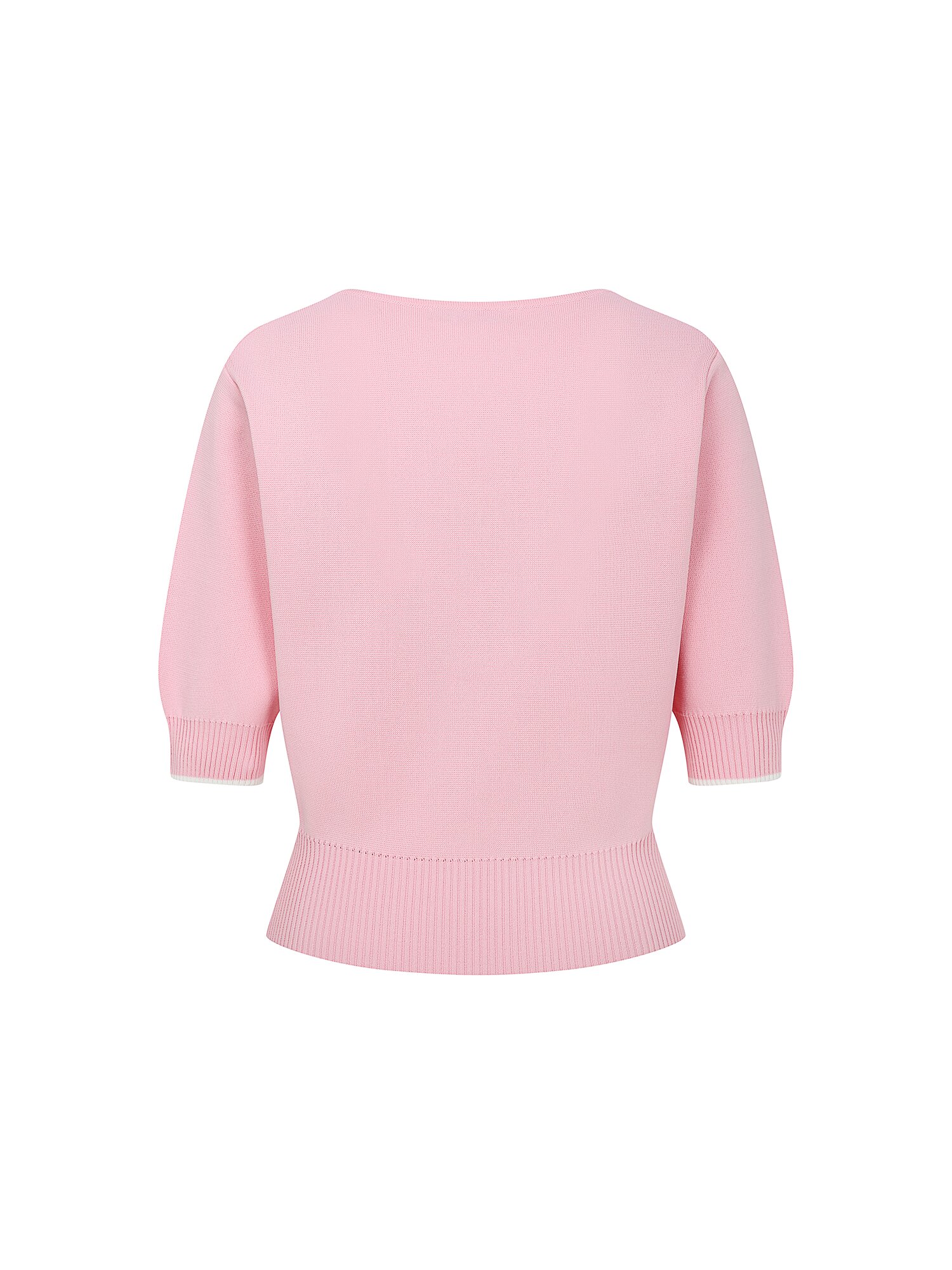 배색 하프 슬리브 크롭 가디건 (PINK)