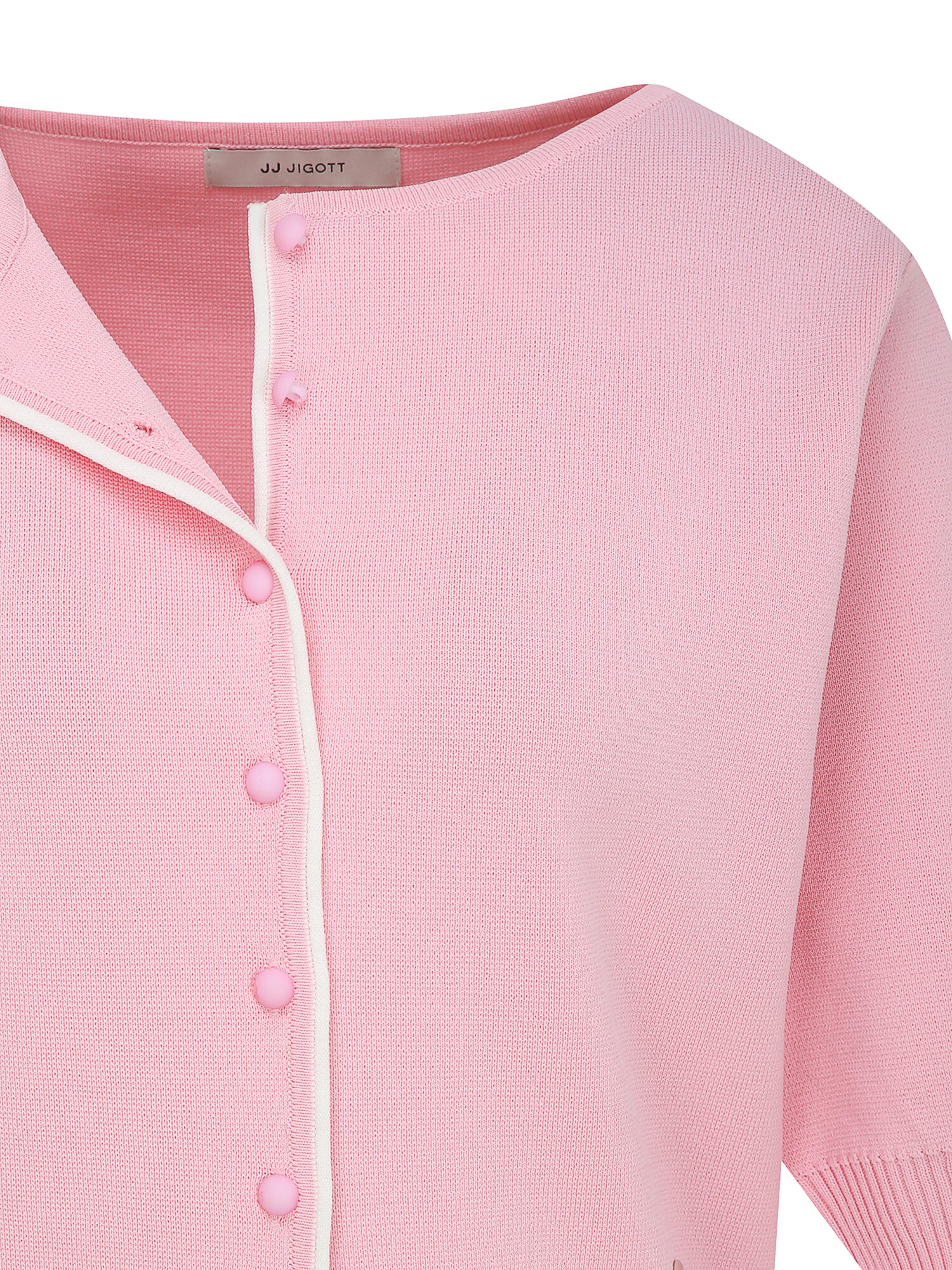 배색 하프 슬리브 크롭 가디건 (PINK)