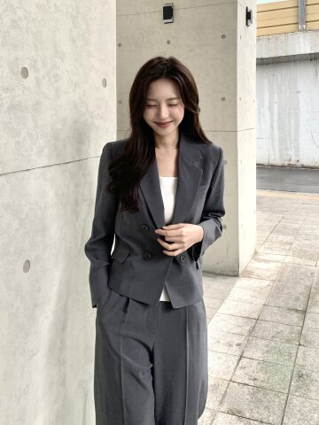 롤업 더블 버튼 크롭 재킷 