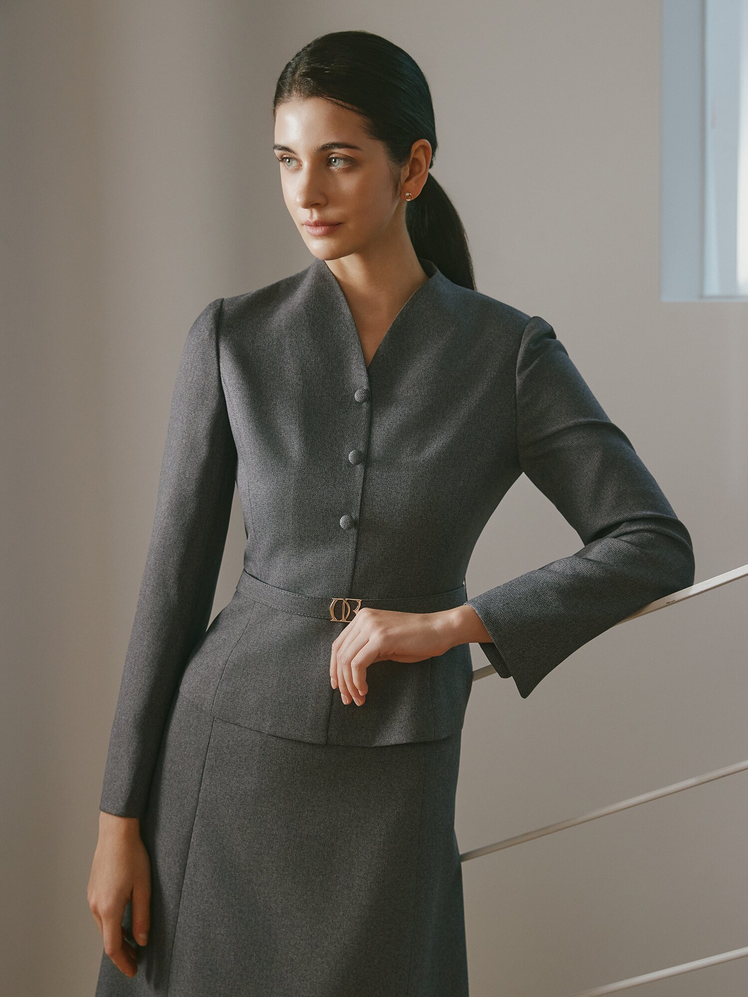 Double Collar Peplum Dress