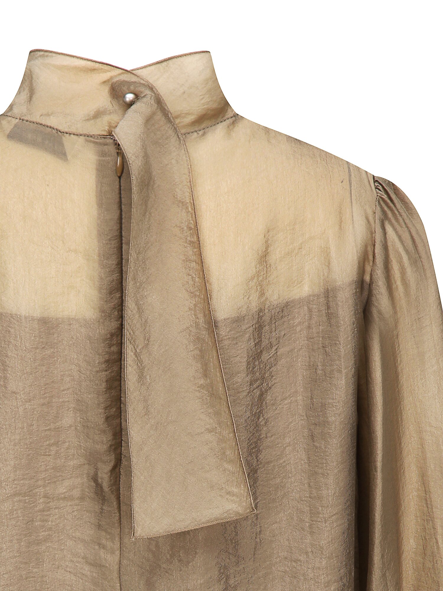 백 스트랩 셔링 하이넥 블라우스 (BEIGE)