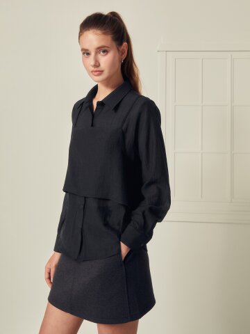 링클 블라우스 +뷔스티에 세트 