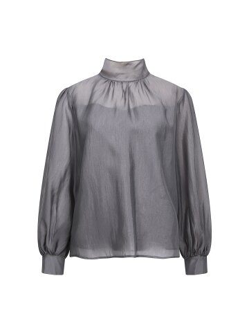 백 스트랩 셔링 하이넥 블라우스 