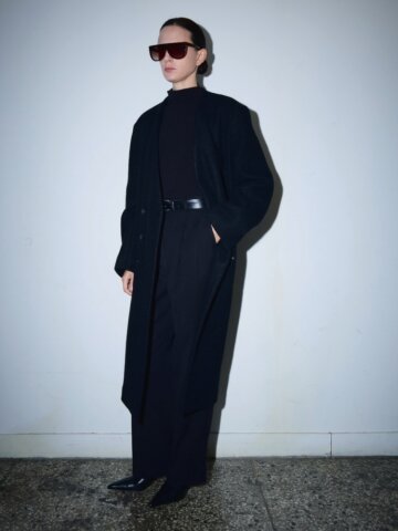 칼라리스 울 더블 롱코트_ 블랙