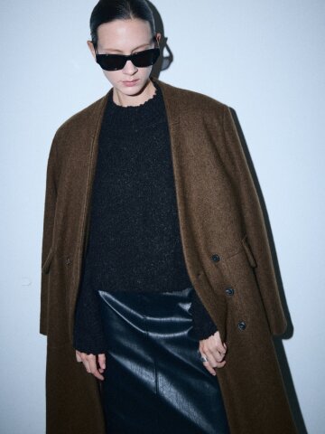 칼라리스 울 더블 롱코트_ 브라운