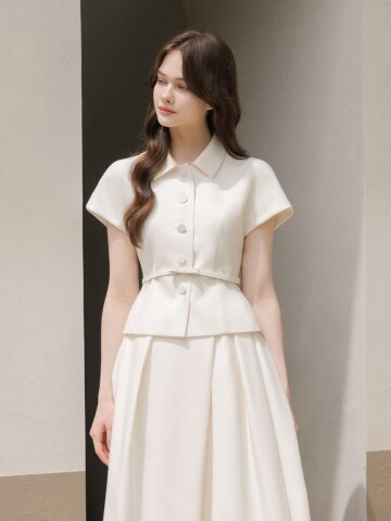 [13차 리오더] Cap-sleeve Jacket(벨트 제공)/ Ivory(2color)