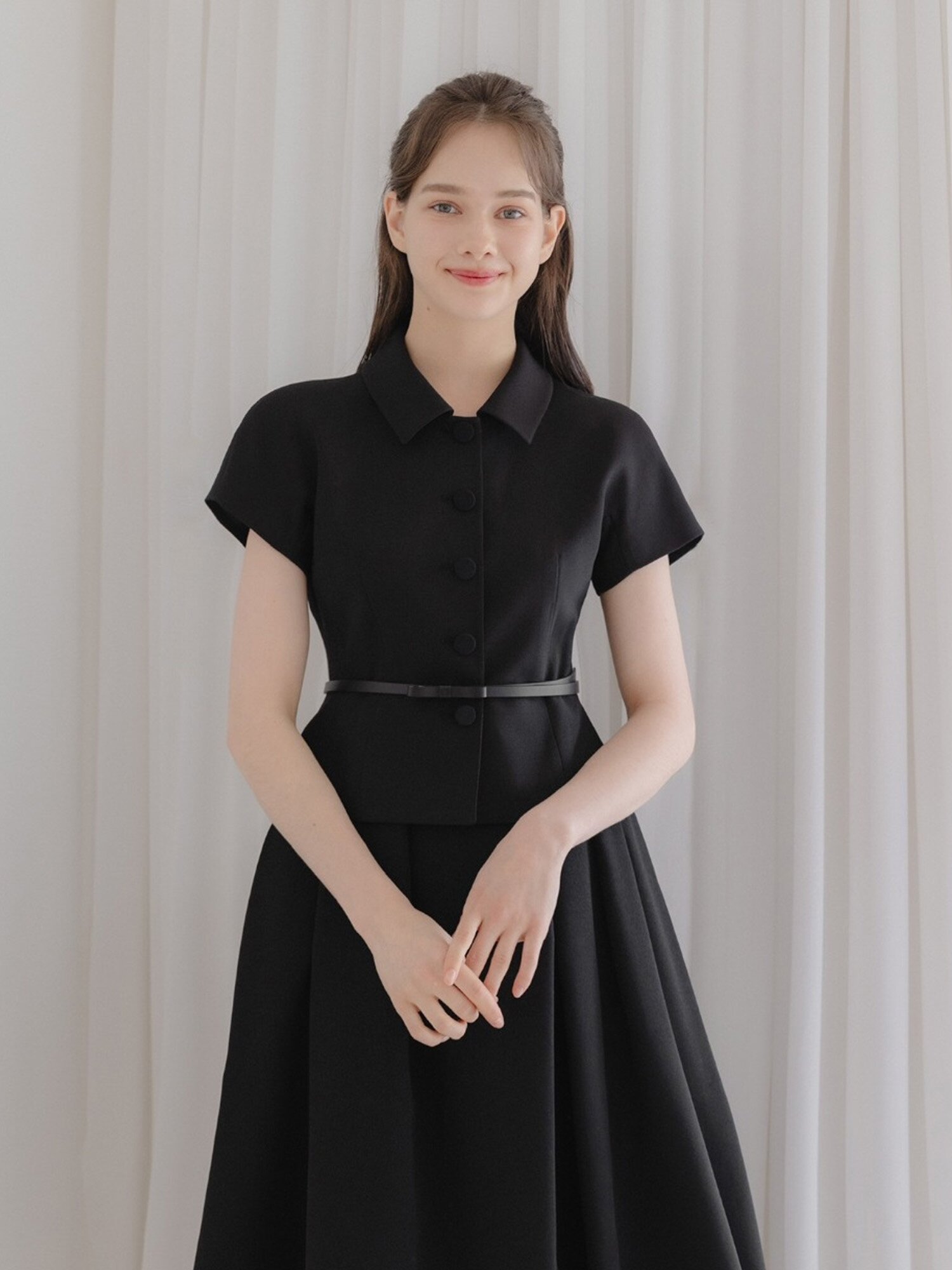 [12차 리오더] Cap-sleeve Jacket(벨트 제공)/ Black(2color)