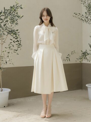 [11차 리오더] Double Tucked Flare Skirt / Ivory(2color)