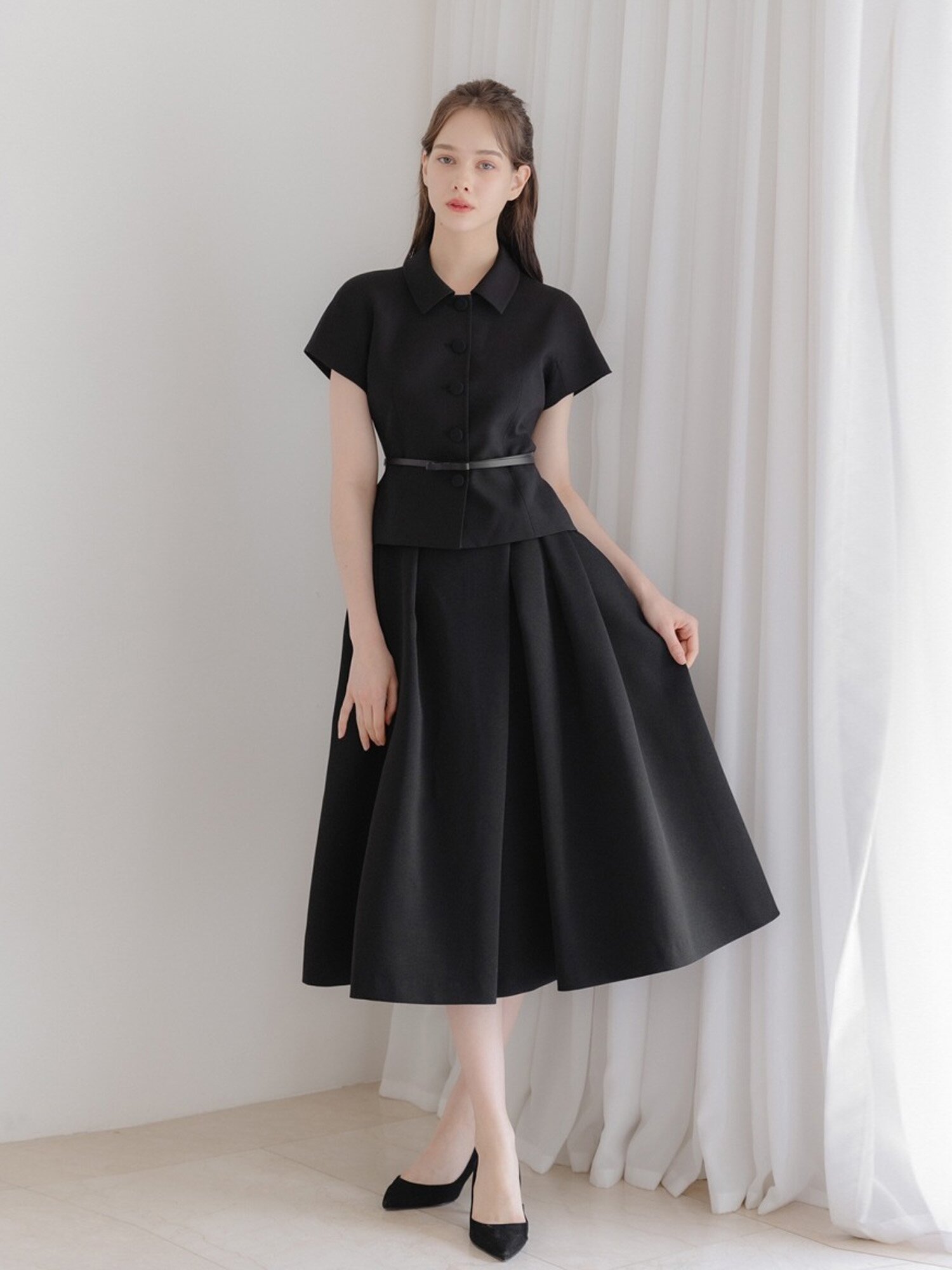 [11차 리오더] Double Tucked Flare Skirt / Black(2color)