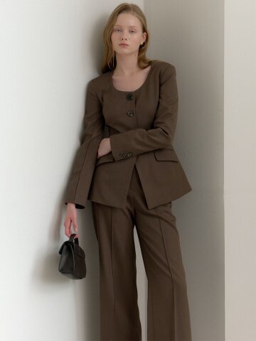 Deep U-neck Jacket / Brown(2color)