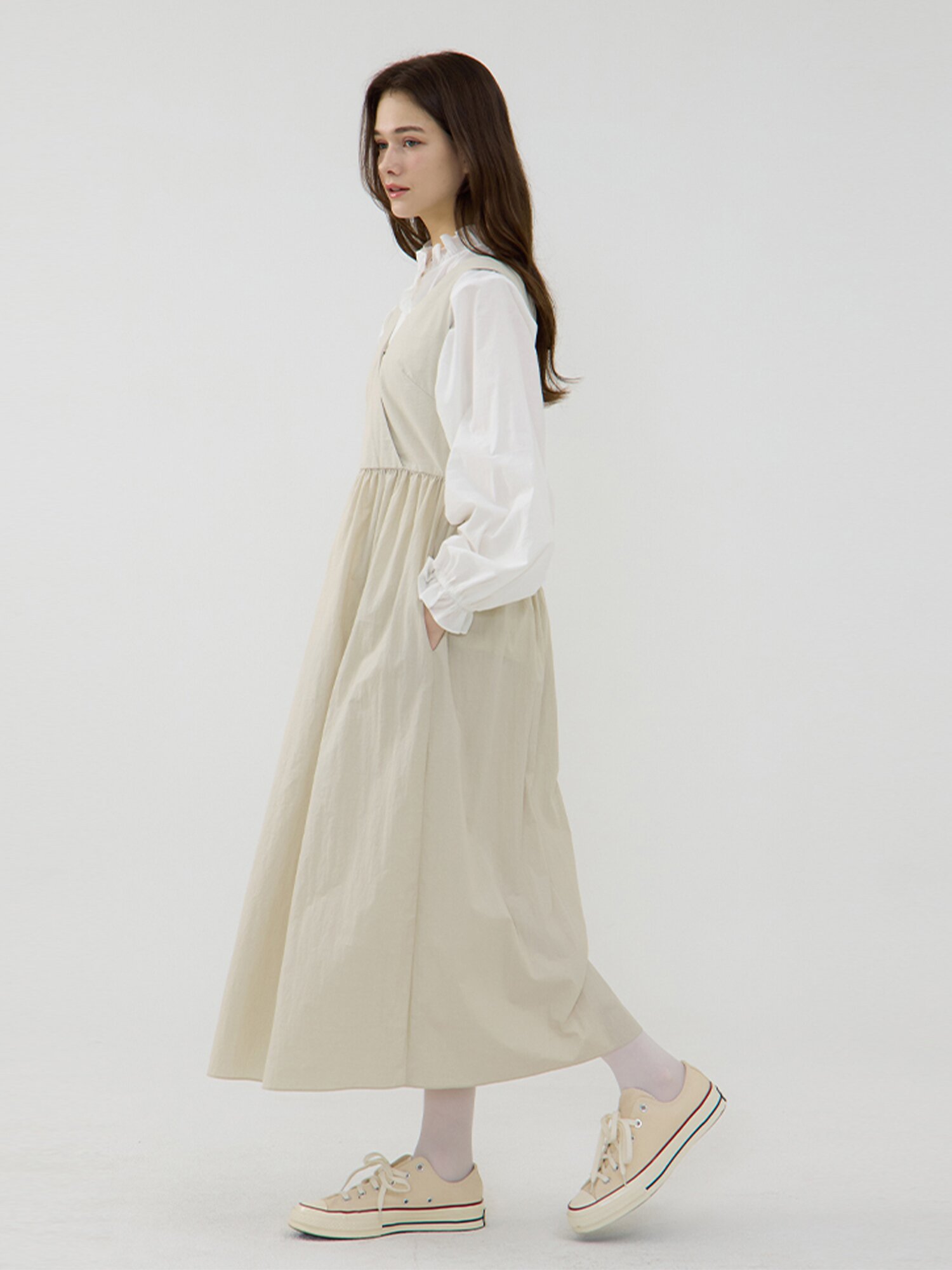 Cantabile Balloon Dress - Beige
