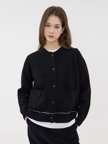 소스테누토 핸드 스티치 가디건 - 블랙