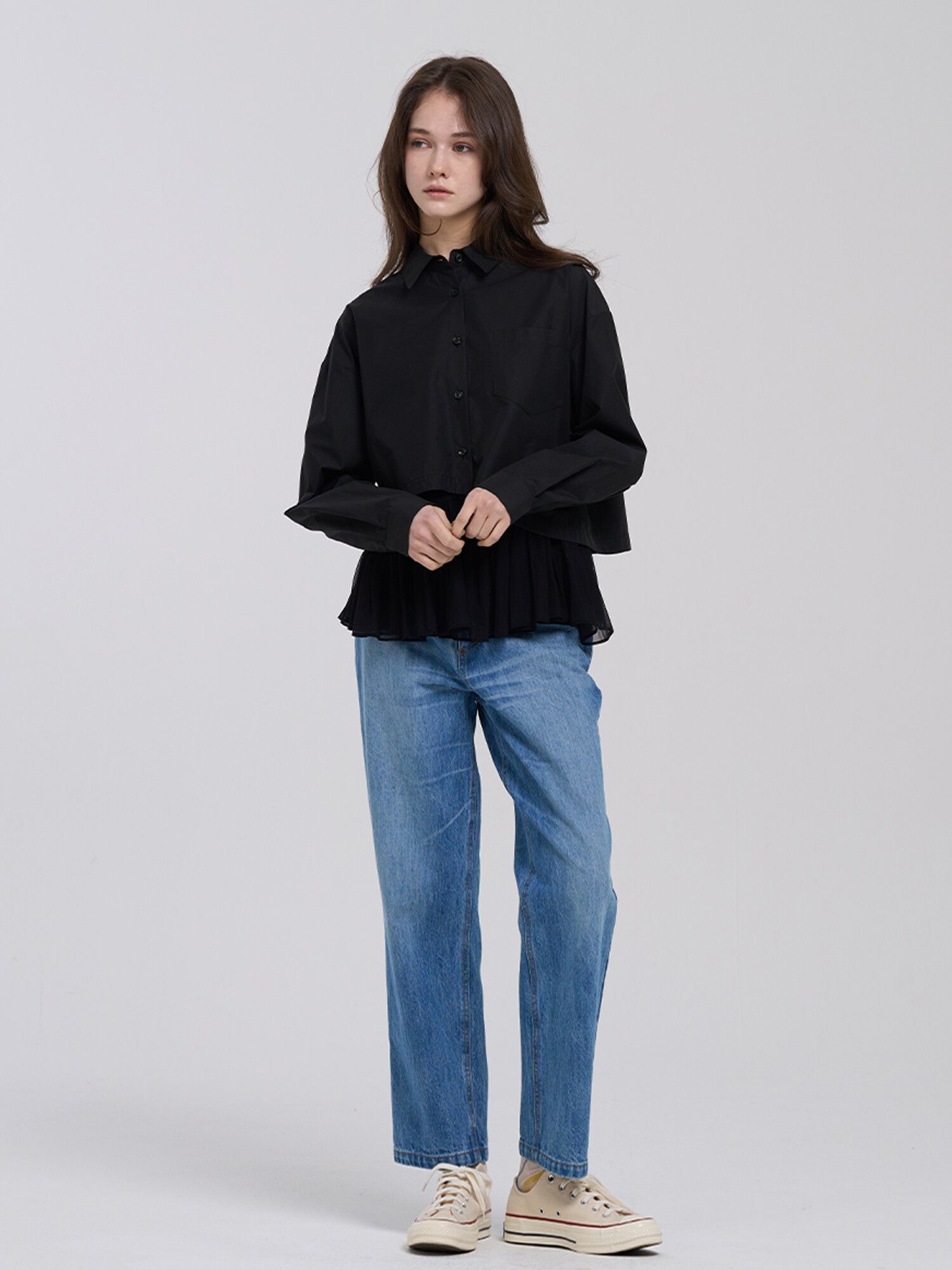 S-Curve Crop  Shirt - Black