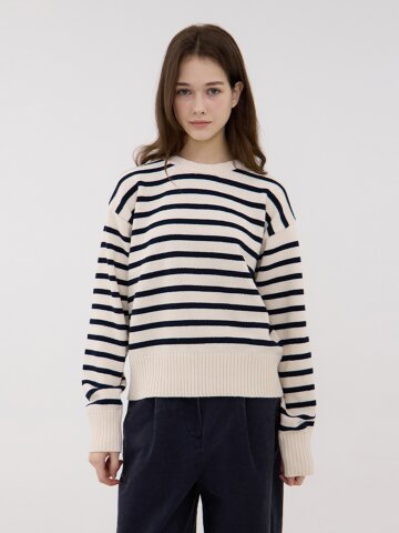 프렐류드 오버핏 니트 - 네이비