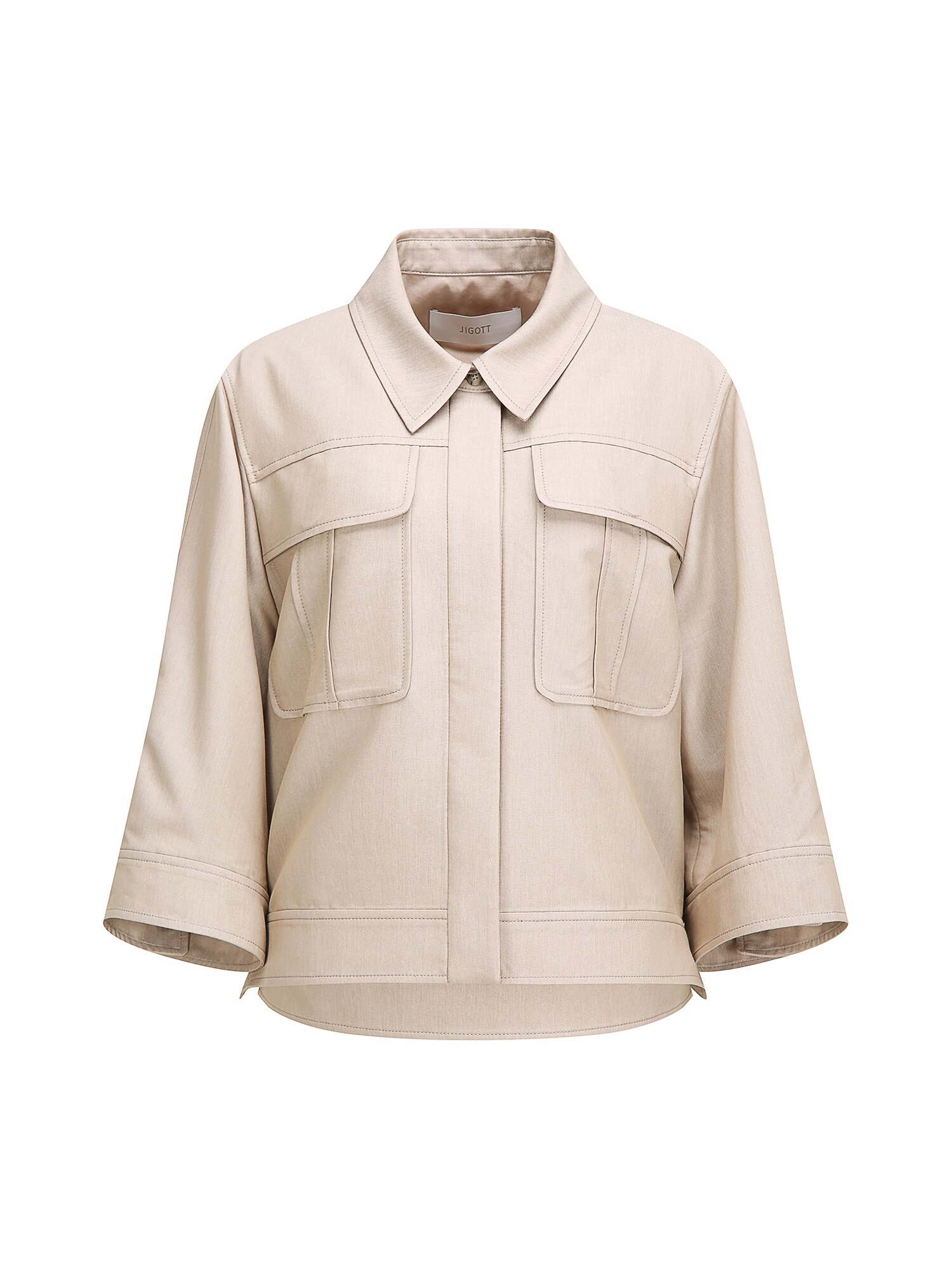 플랩 포켓 롤업 셔츠 재킷 (BEIGE)