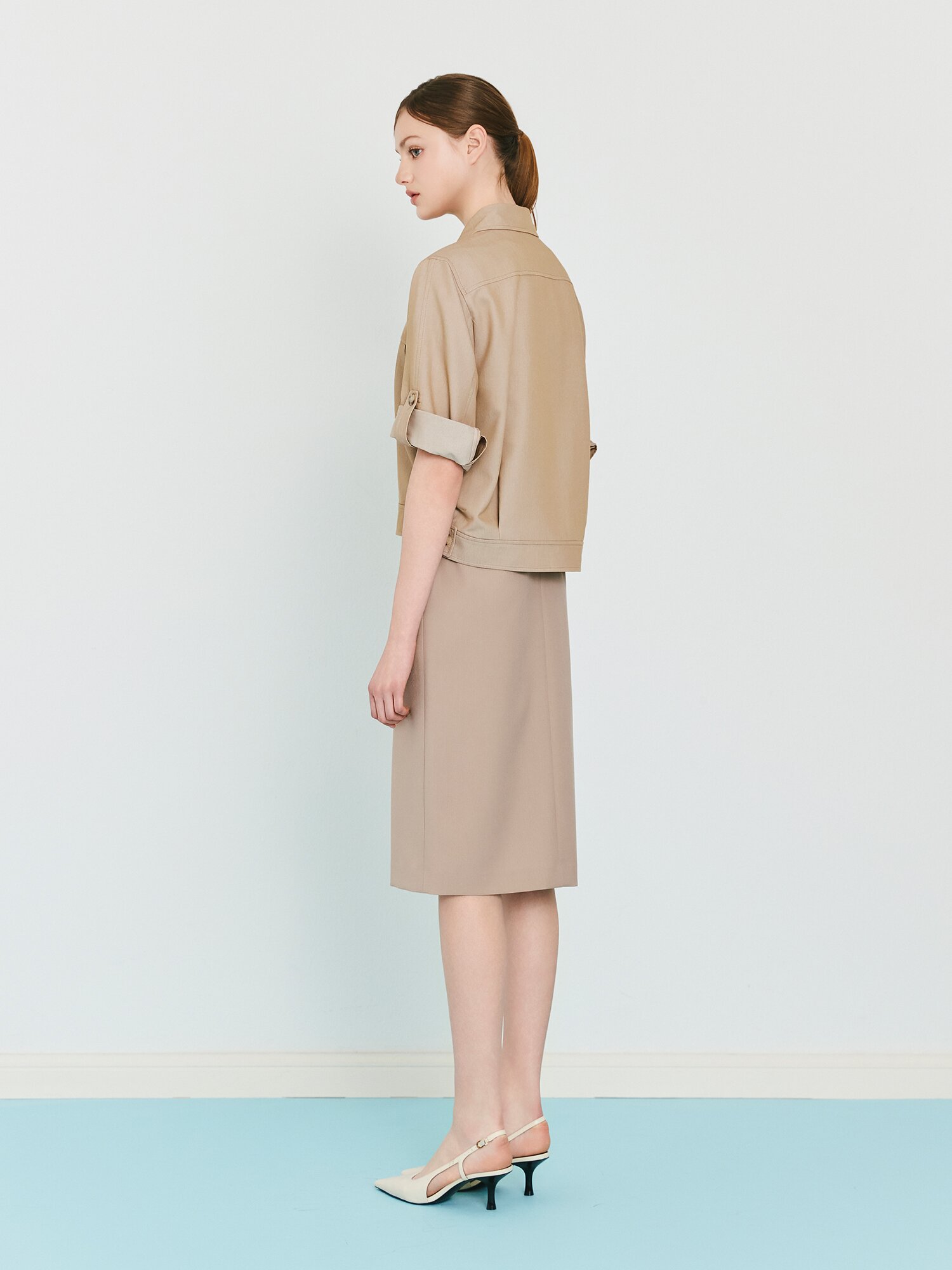 플랩 포켓 롤업 셔츠 재킷 (BEIGE)