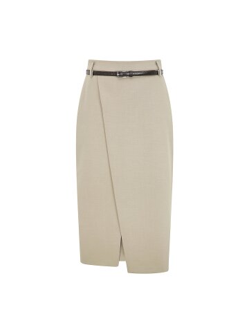 언밸런스 슬릿 랩 스커트 