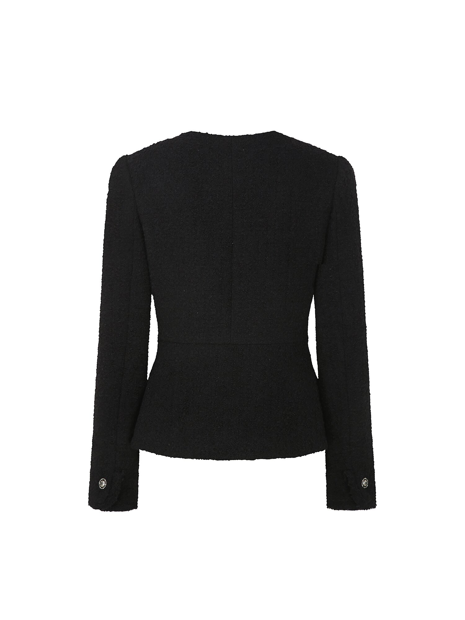 울 부클 라운드넥 페플럼 재킷 (BLACK)