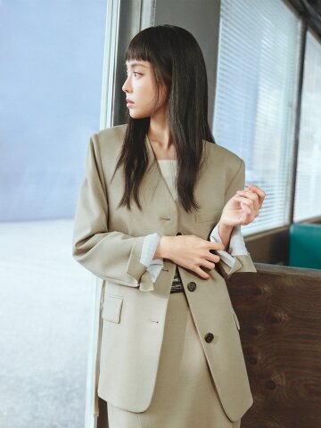 루즈핏 브이넥 싱글 재킷 