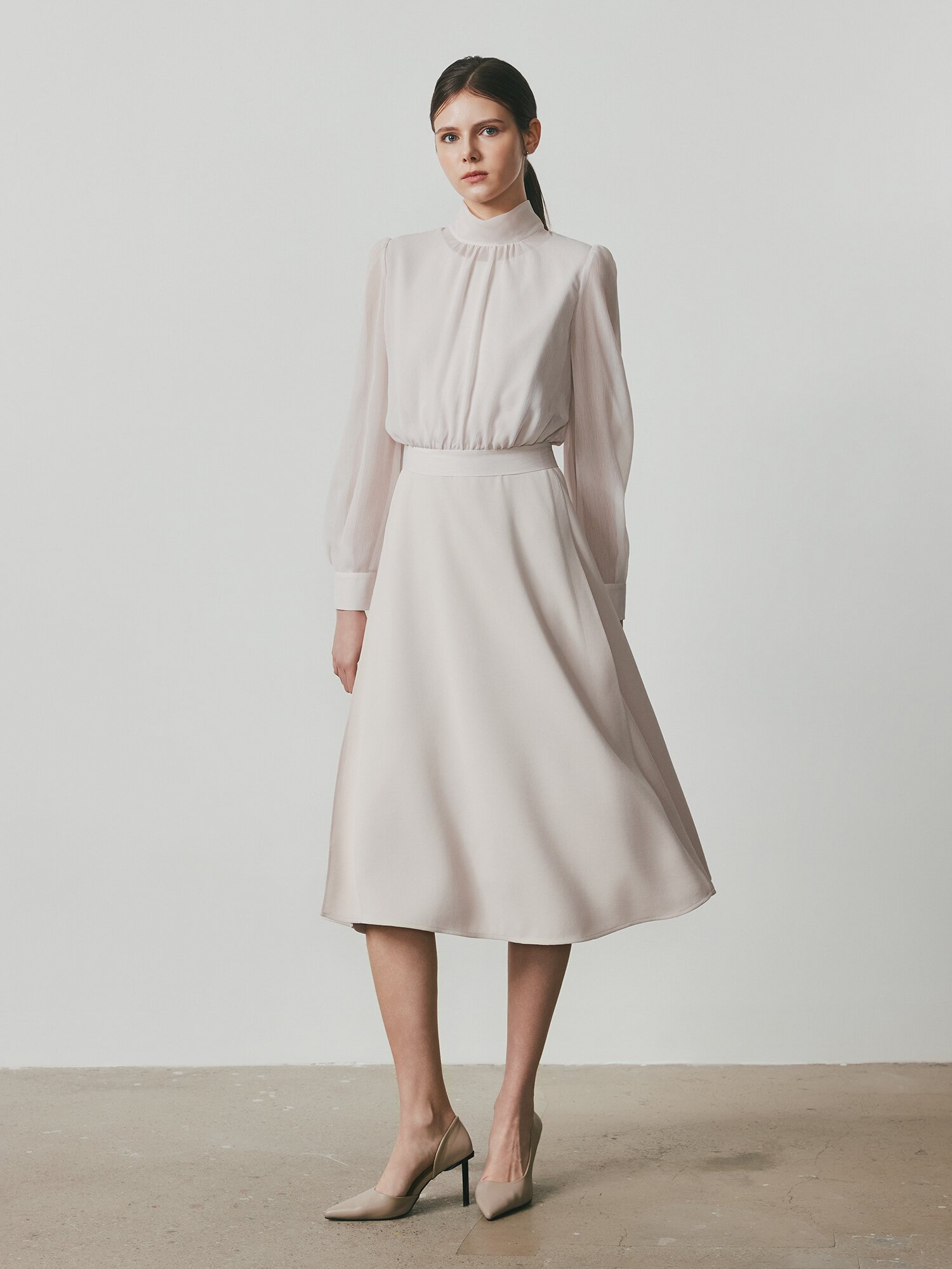 플레어 원피스 +블라우스 세트 (PINK)