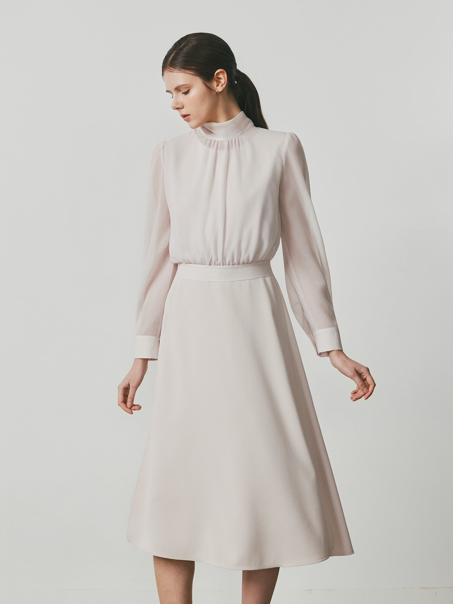 플레어 원피스 +블라우스 세트 (PINK)