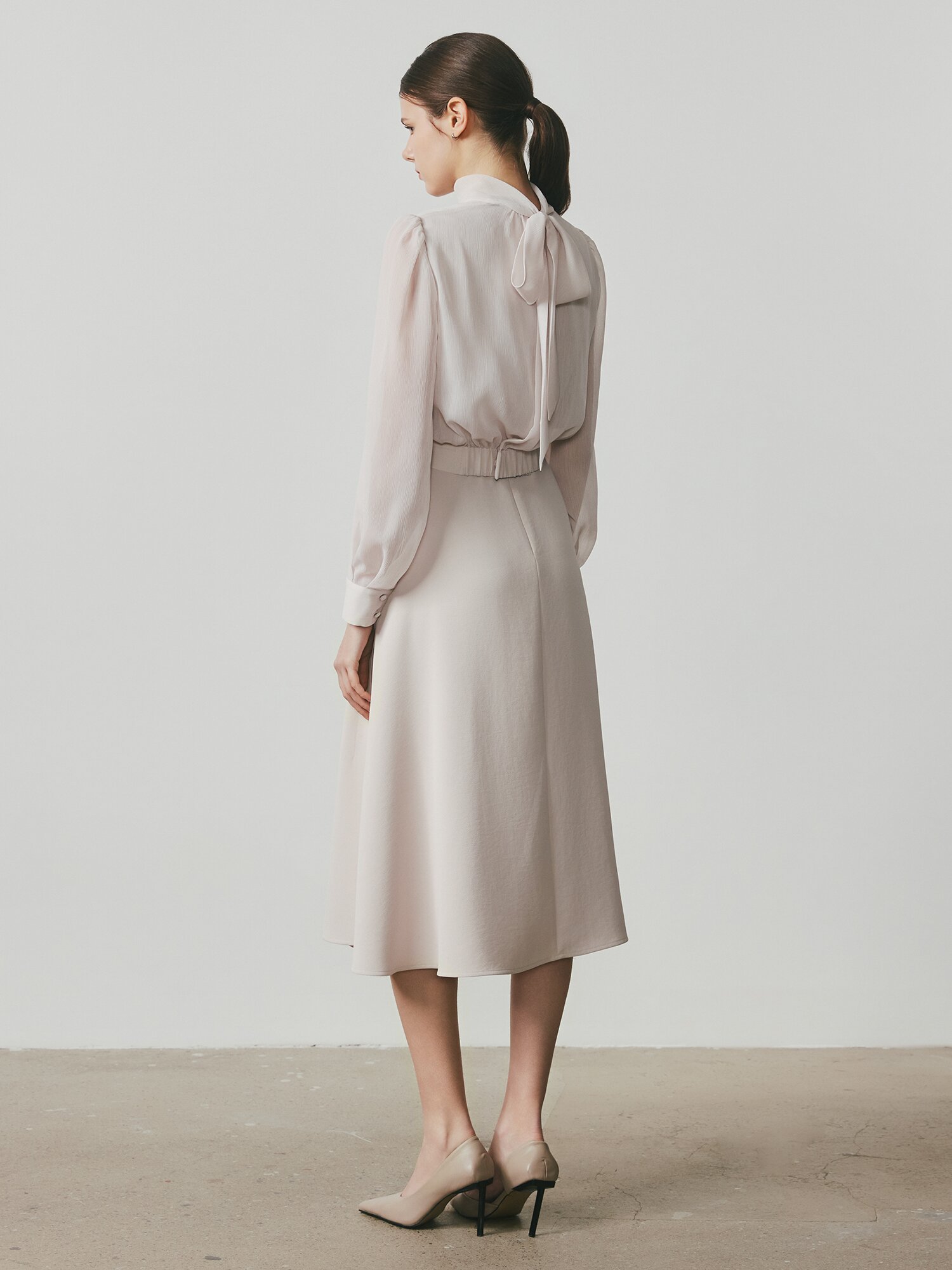 플레어 원피스 +블라우스 세트 (PINK)