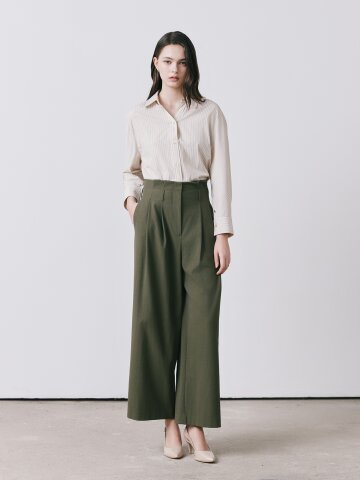 린넨 투턱 퀼로트 팬츠 