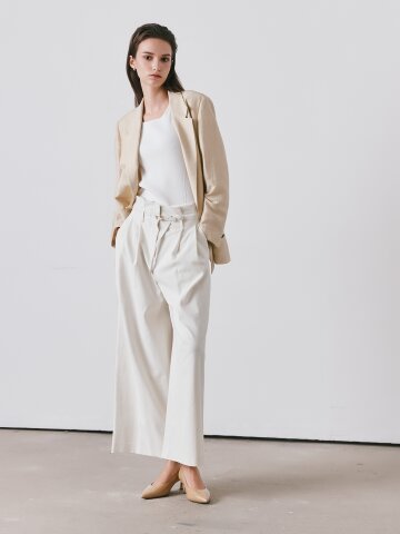 린넨 투턱 퀼로트 팬츠 