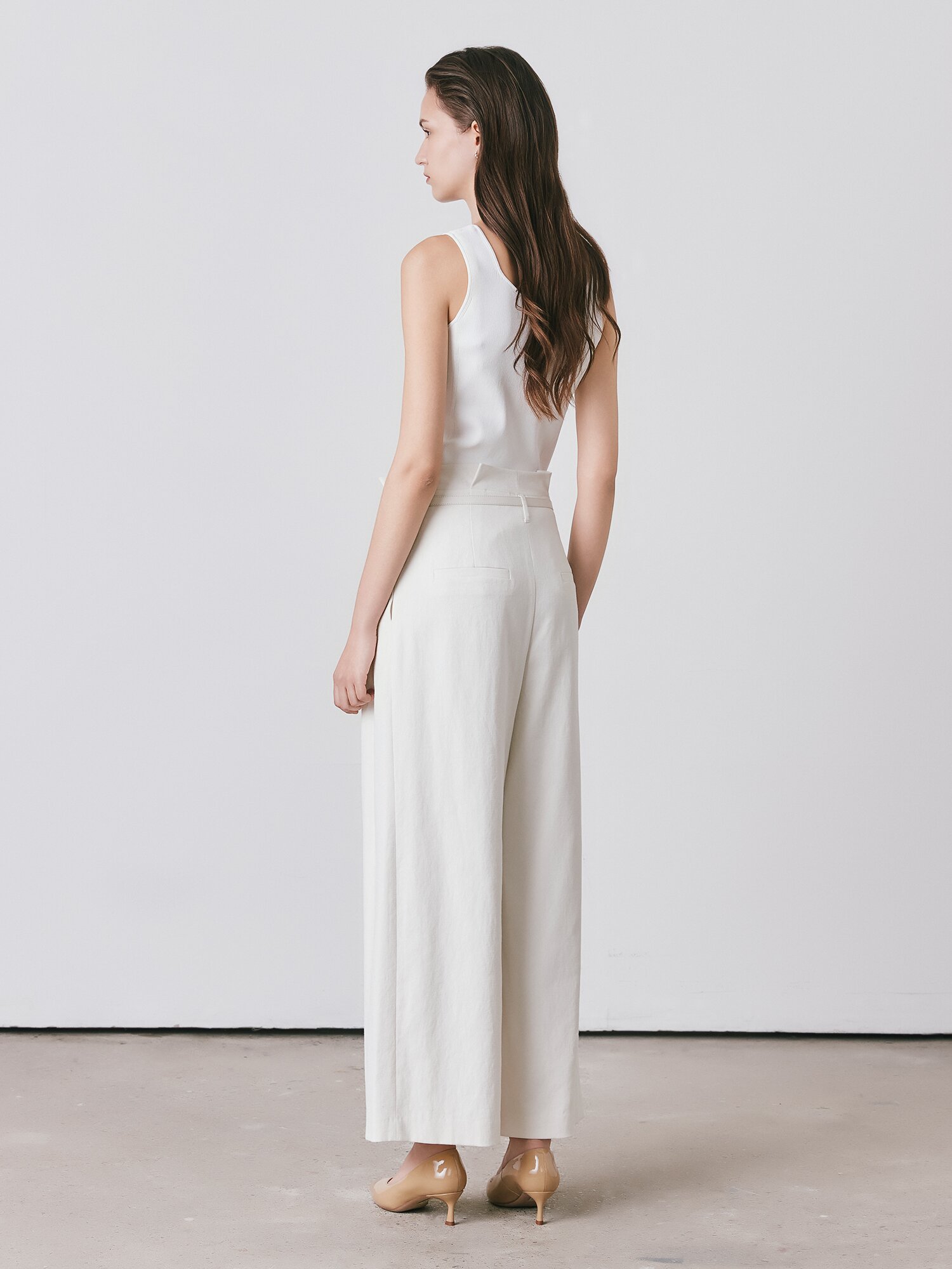 린넨 투턱 퀼로트 팬츠 (IVORY)