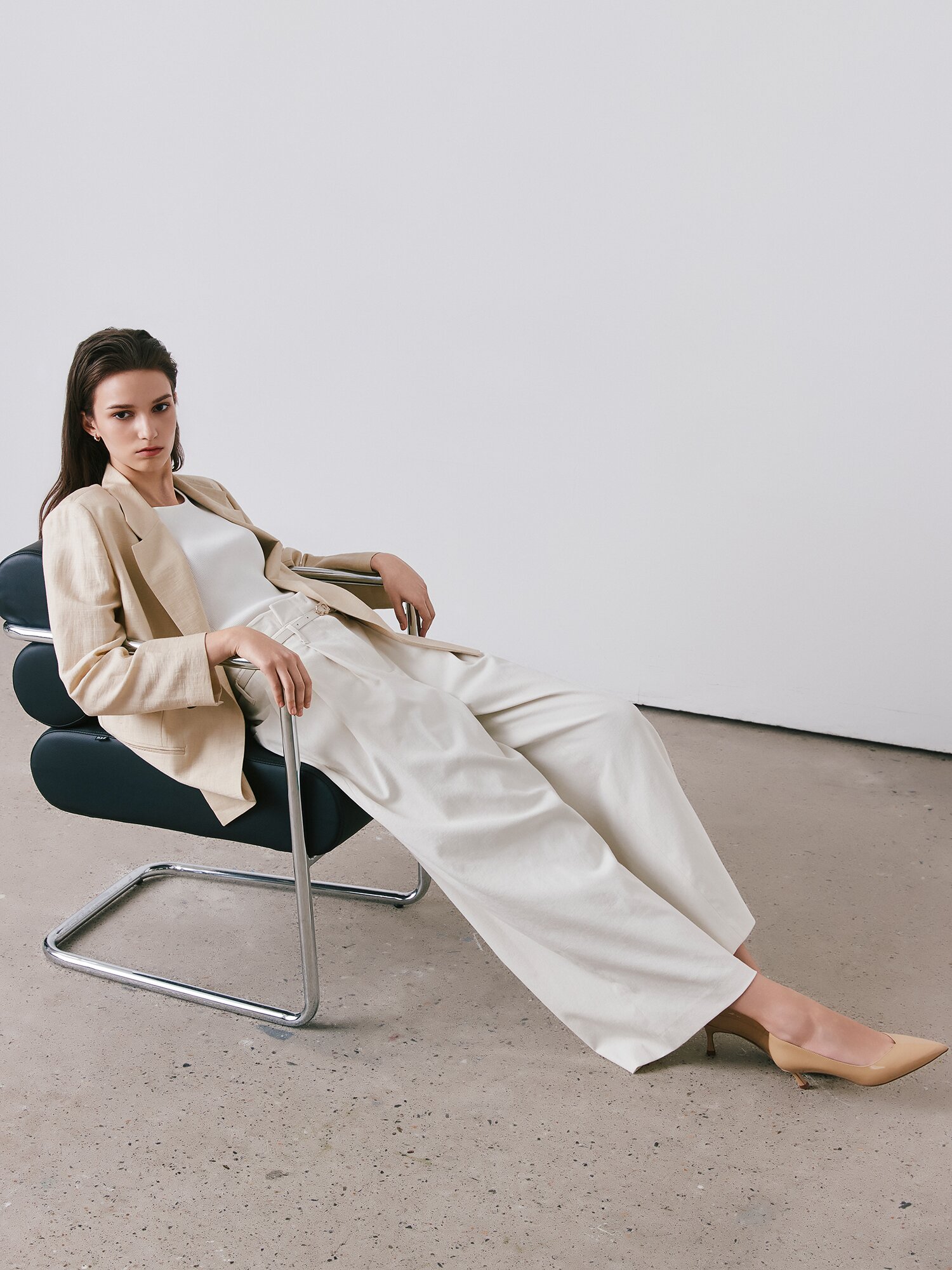 린넨 투턱 퀼로트 팬츠 (IVORY)