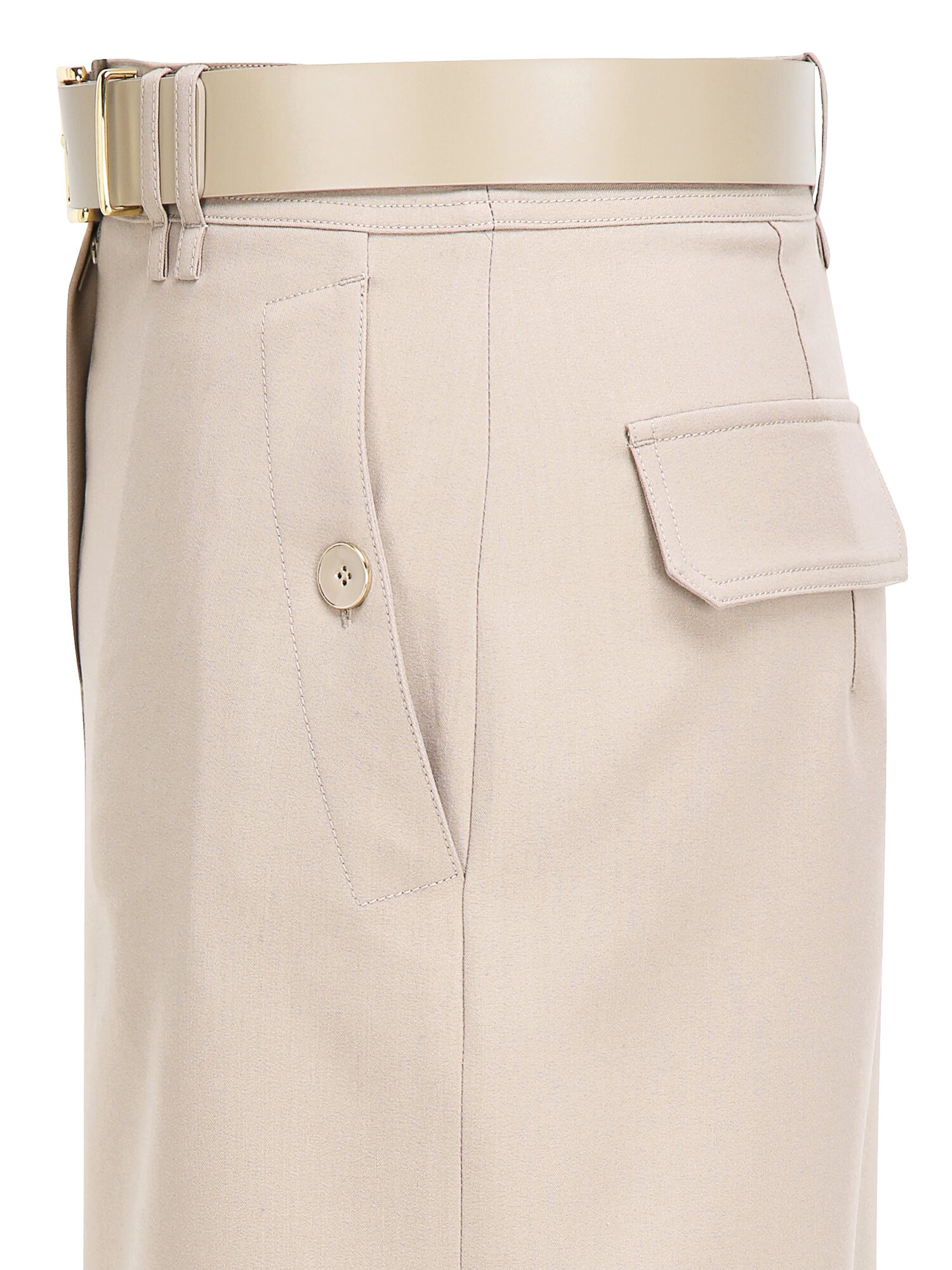 사이드 버튼 슬릿 펜슬 스커트 (BEIGE)