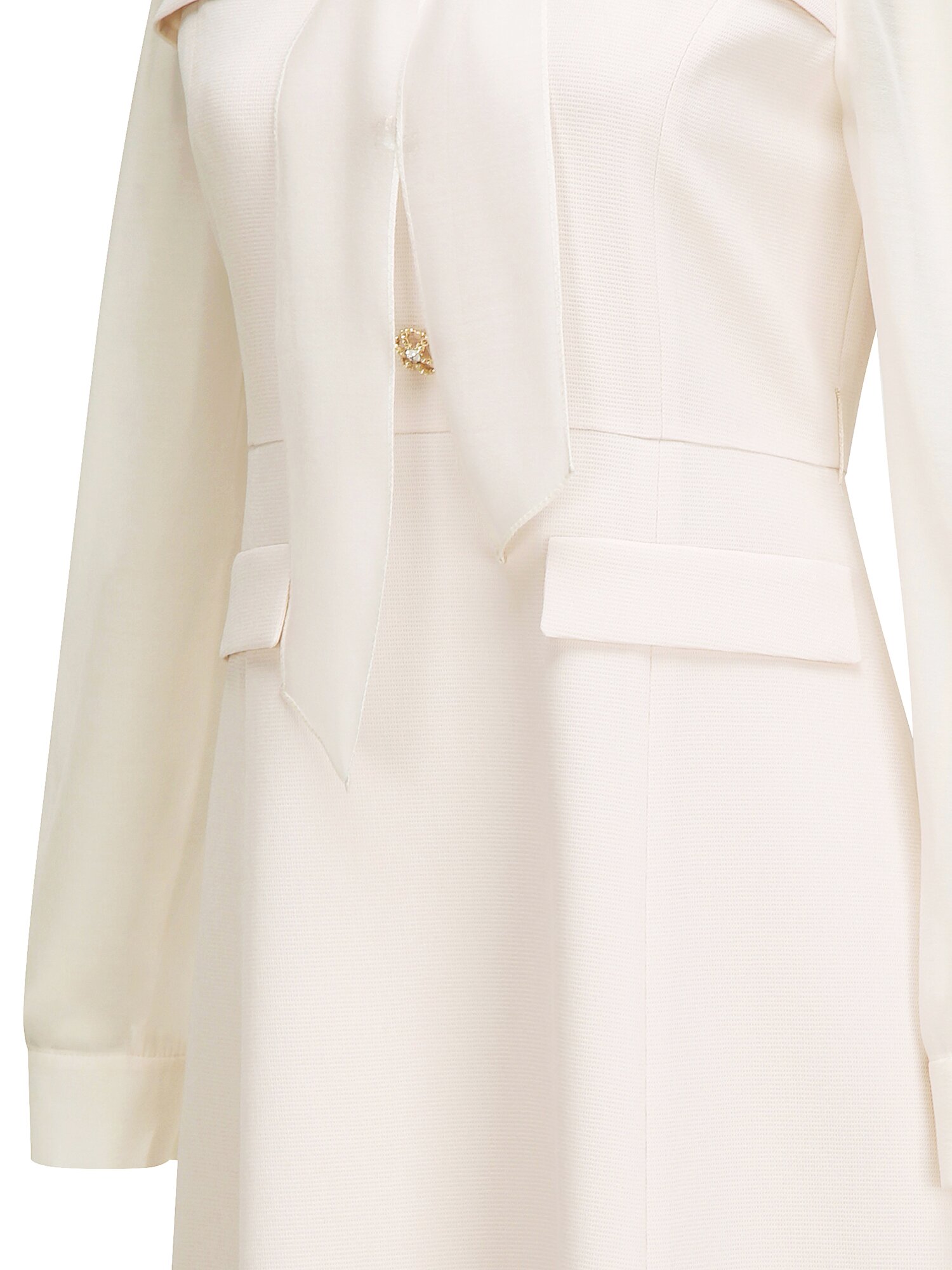 타이 시스루 슬리브 플레어 원피스 (LIGHT BEIGE)