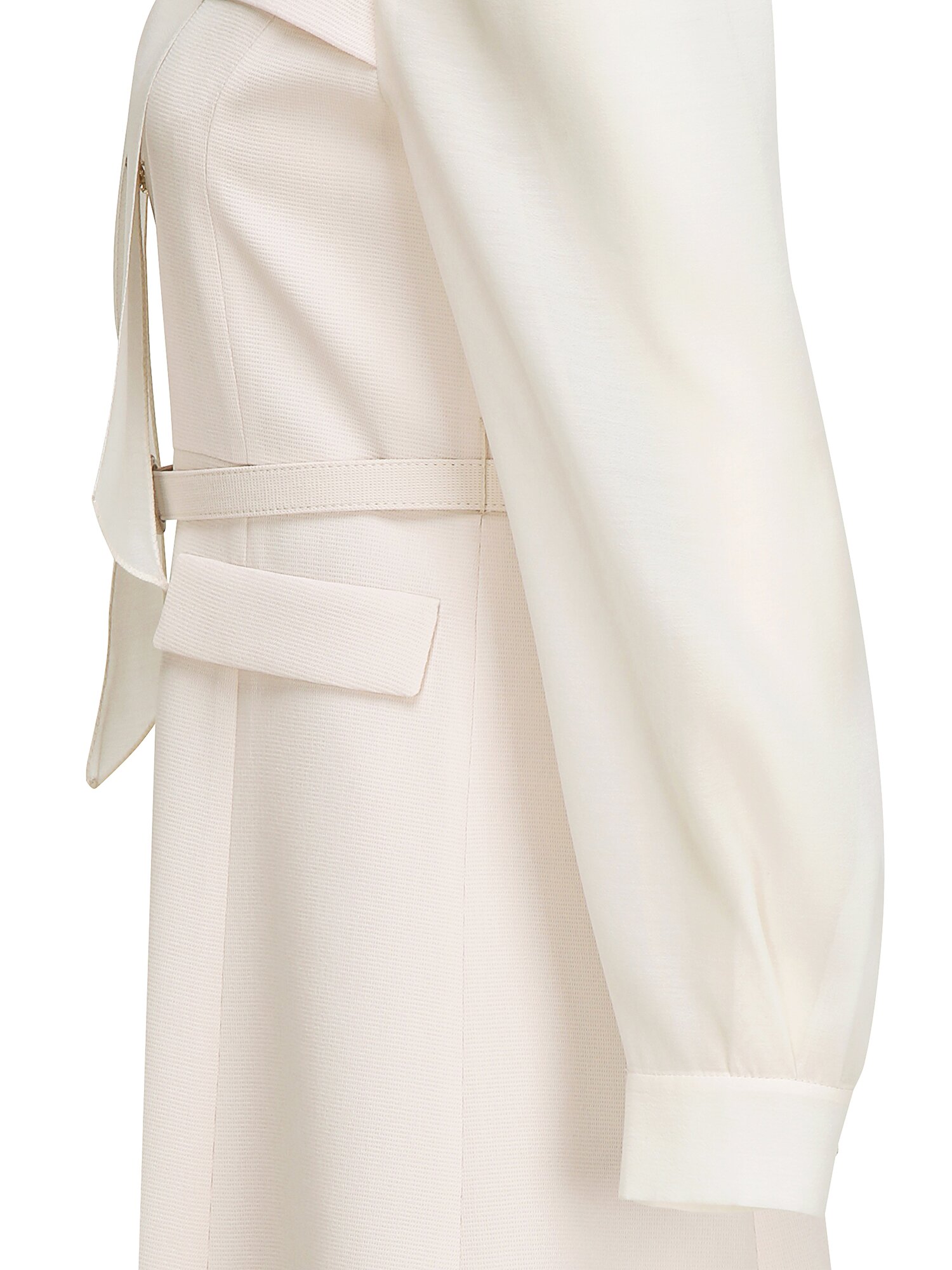 타이 시스루 슬리브 플레어 원피스 (LIGHT BEIGE)