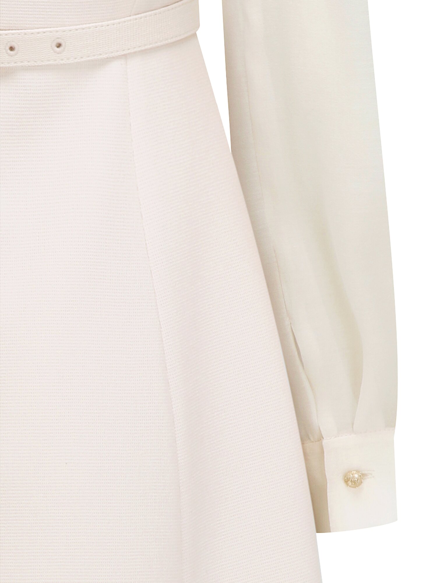 타이 시스루 슬리브 플레어 원피스 (LIGHT BEIGE)