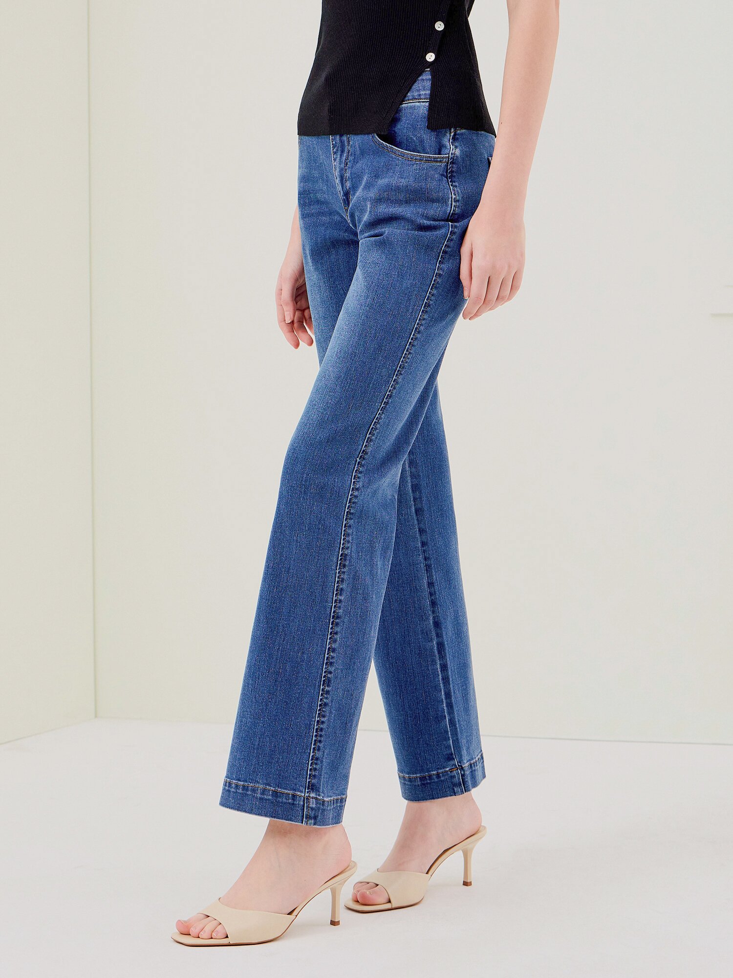 스판 워싱 부츠컷 데님 팬츠 (BLUE)