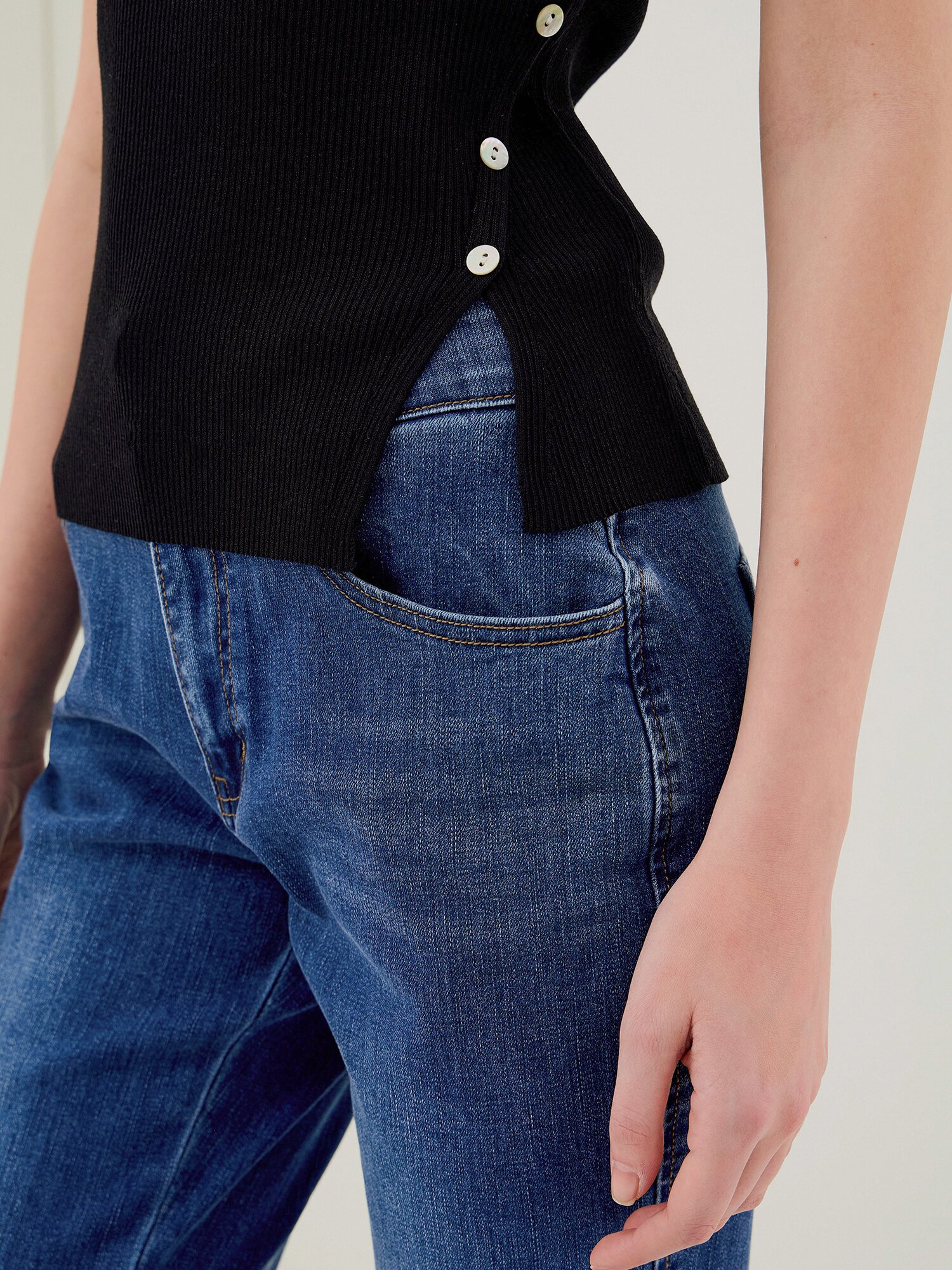 스판 워싱 부츠컷 데님 팬츠 (BLUE)