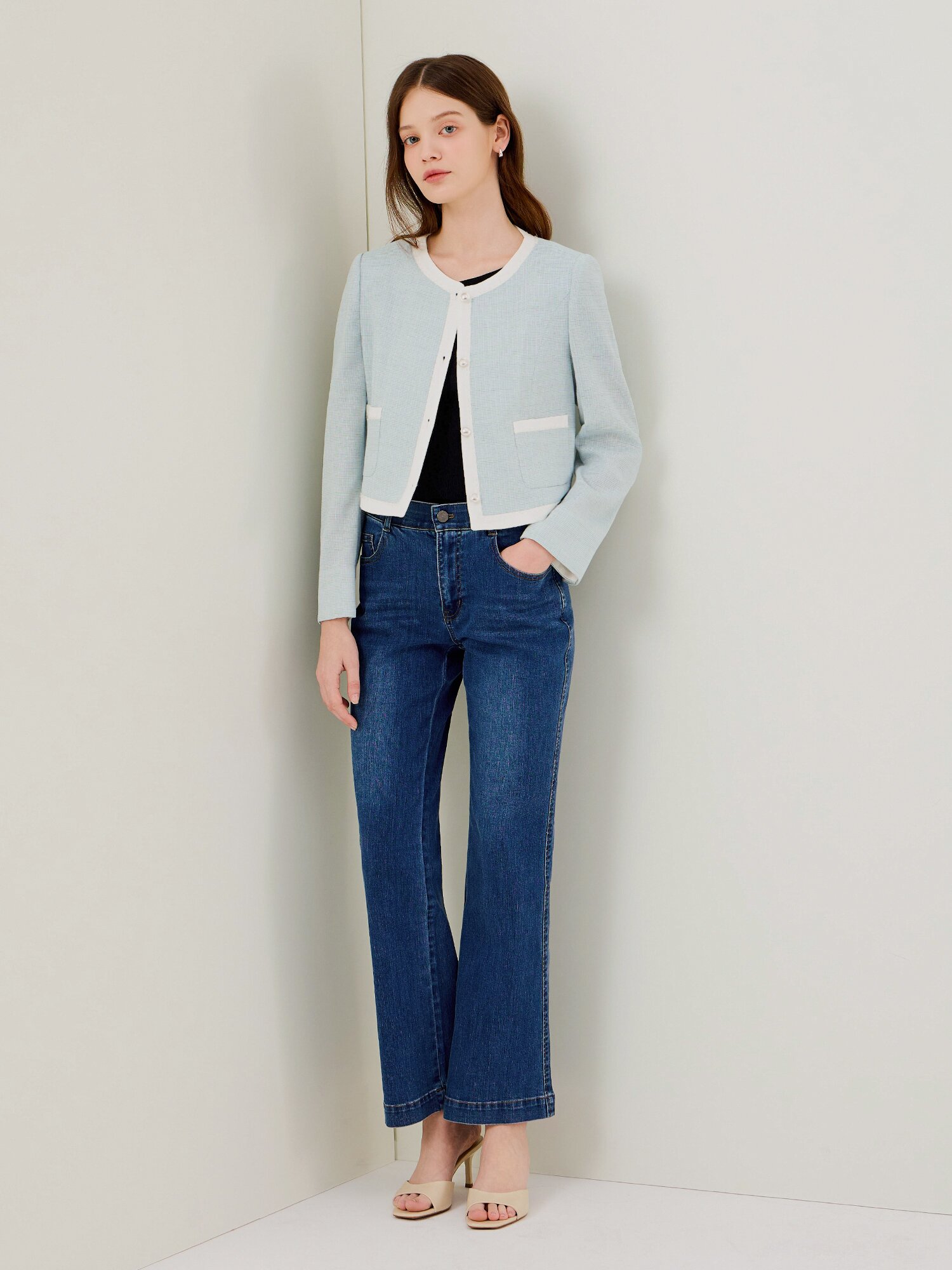 스판 워싱 부츠컷 데님 팬츠 (BLUE)