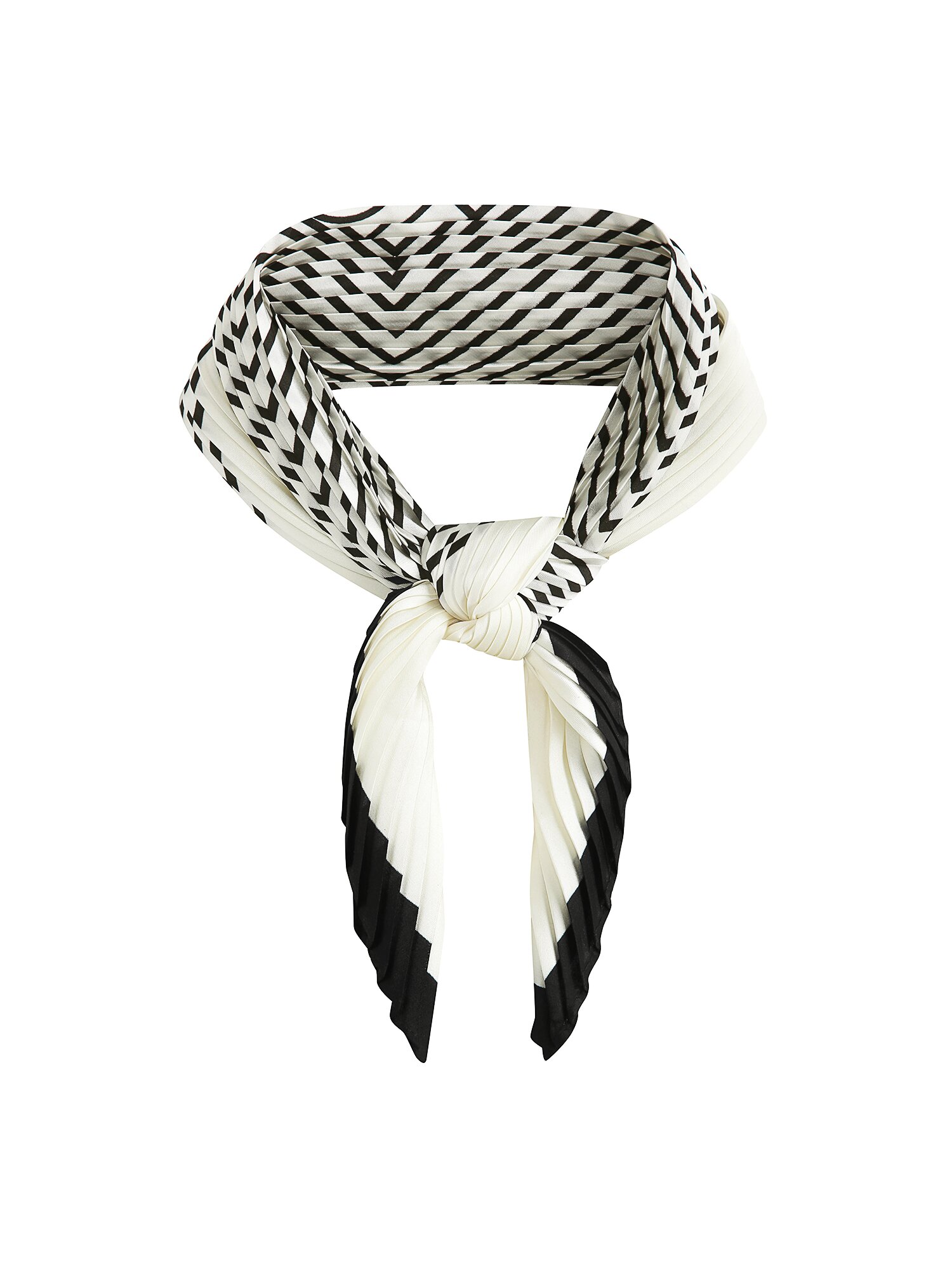 기하학 배색 플리츠 스카프 (PRINT IVORY)