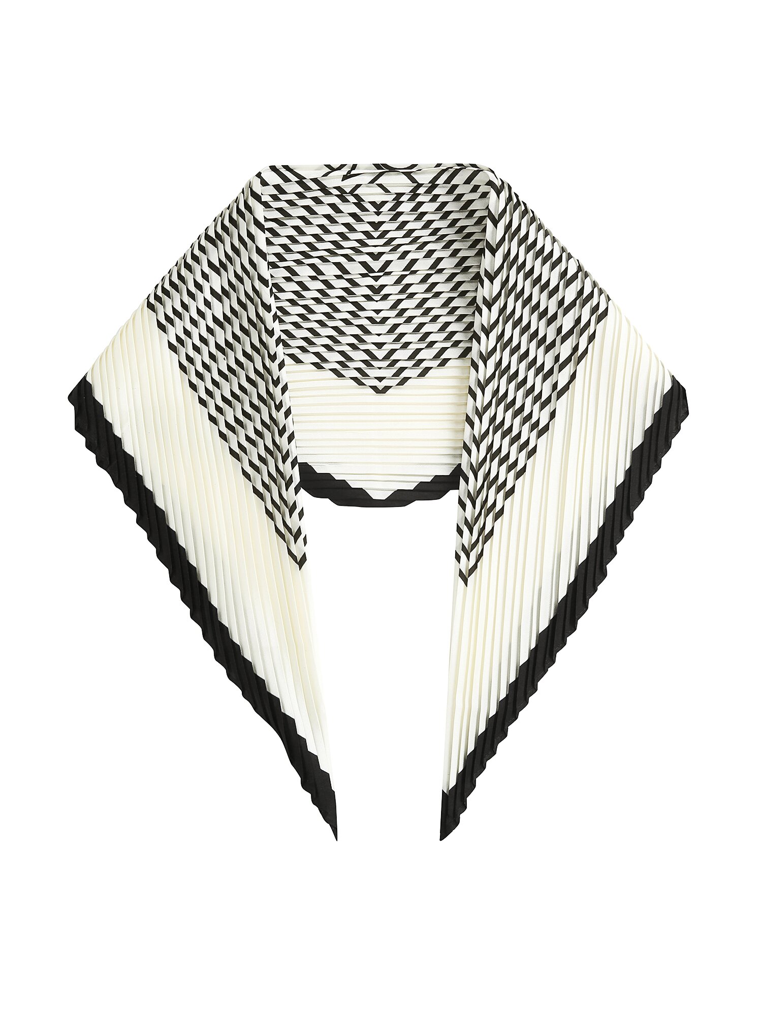 기하학 배색 플리츠 스카프 (PRINT IVORY)