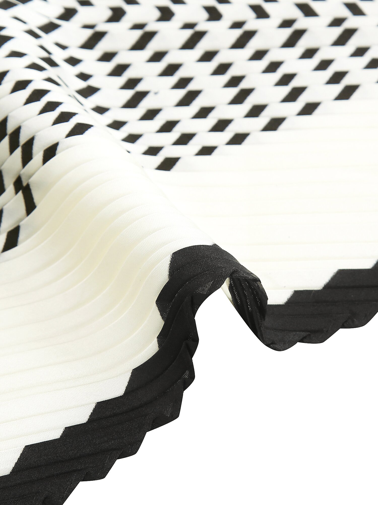 기하학 배색 플리츠 스카프 (PRINT IVORY)