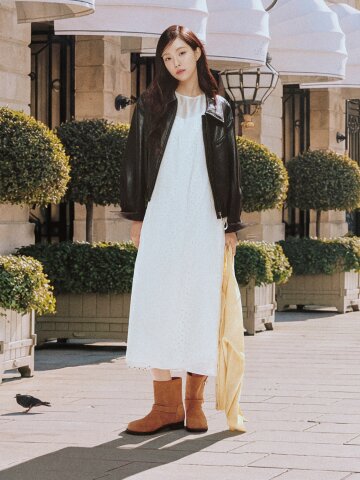 링클 도트 원피스 +레이어드 세트 