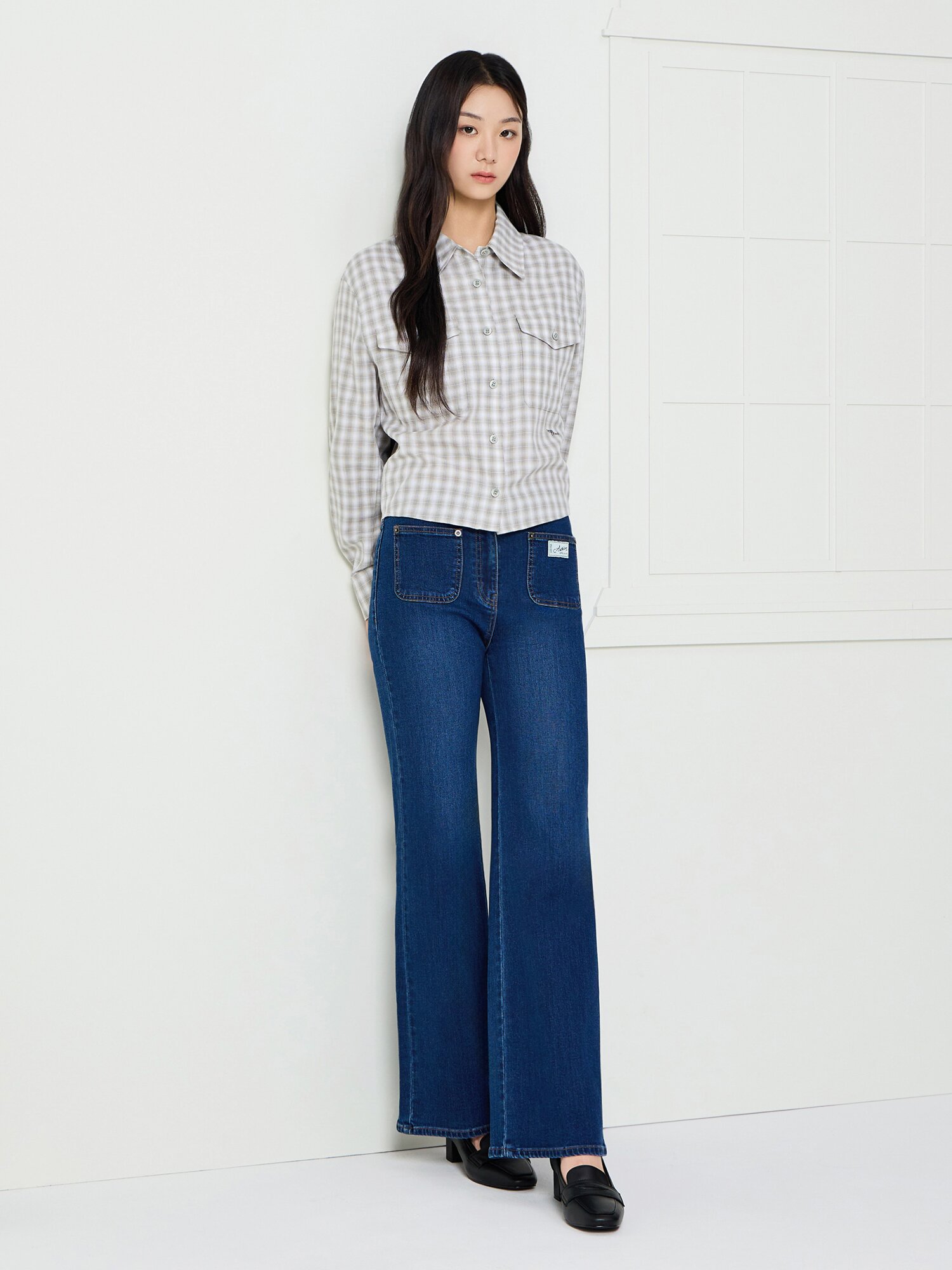 패치 포켓 일자핏 데님 팬츠 (INDIGO)