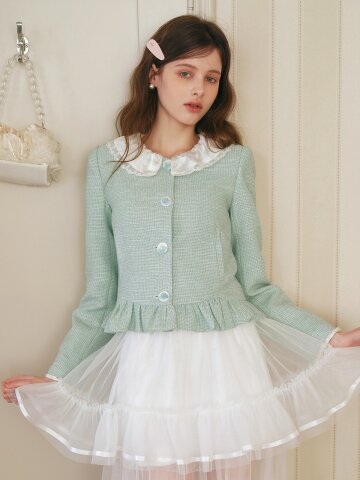 Cest_Frill tweed jacket