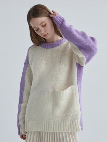 코비 베이비알파카 컬러블럭 스웨터_MW5WSW02